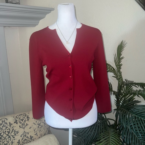 NWOT Geoffrey Beene Classic Burgundy Cardigan Sweater Size S - Picture 3 of 9